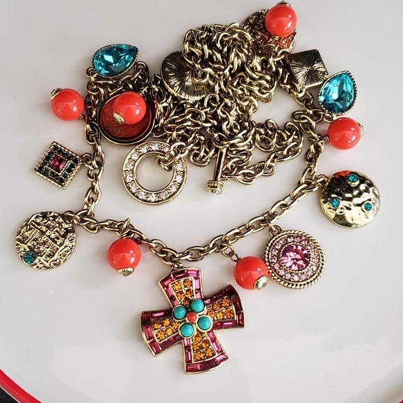 Heidi Daus Long Statement Necklace from Summer Swag Set Gold Plate Multi-colored - Picture 8 of 9